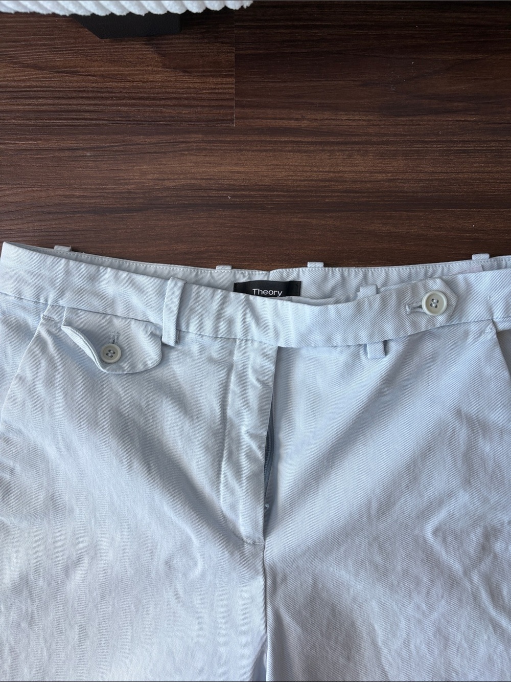 Theory Pale Blue Tailored Cotton Trousers - Picture 2 of 4